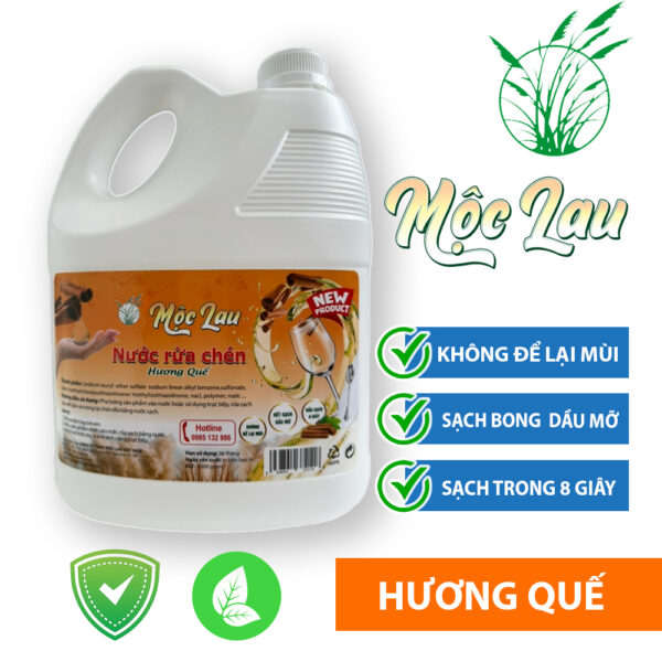 Nước rửa chén Mộc Lau hương quế chai 3600g